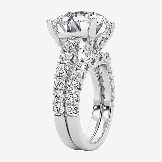 Grown Gorgeous (F / Vs2) Womens 10 1/3 Ct. T.W. Lab Grown White Diamond 14K Gold Round Side Stone Bridal Set