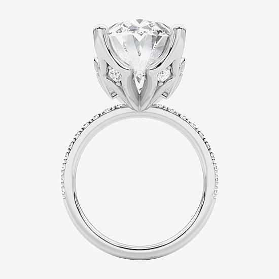 Grown Gorgeous (F / Vs2) Womens 11 1/6 Ct. T.W. Lab Grown White Diamond 14K Gold Oval Side Stone Engagement Ring