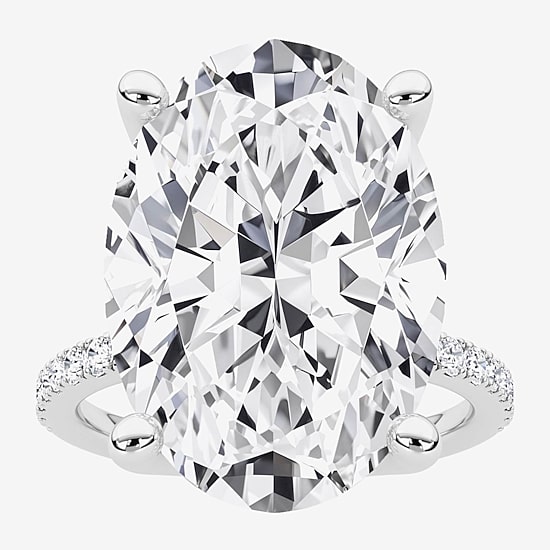 Grown Gorgeous (F / Vs2) Womens 11 1/6 Ct. T.W. Lab Grown White Diamond 14K Gold Oval Side Stone Engagement Ring