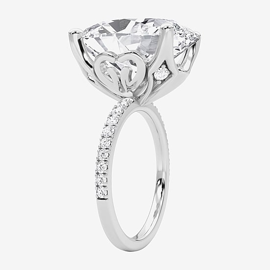 Grown Gorgeous (F / Vs2) Womens 11 1/6 Ct. T.W. Lab Grown White Diamond 14K Gold Oval Side Stone Engagement Ring