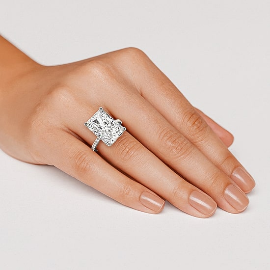 Grown Gorgeous (F / Vs2) Womens 9 1/8 Ct. T.W. Lab Grown White Diamond 14K Gold Rectangular Side Stone Engagement Ring