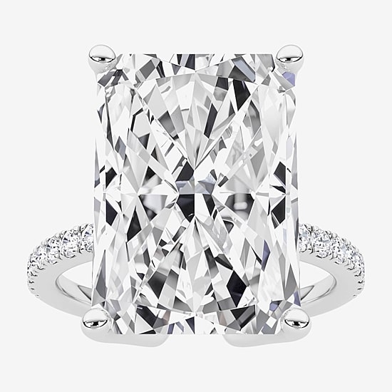 Grown Gorgeous (F / Vs2) Womens 9 1/8 Ct. T.W. Lab Grown White Diamond 14K Gold Rectangular Side Stone Engagement Ring