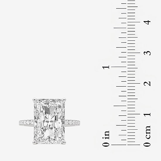 Grown Gorgeous (F / Vs2) Womens 9 1/8 Ct. T.W. Lab Grown White Diamond 14K Gold Rectangular Side Stone Engagement Ring