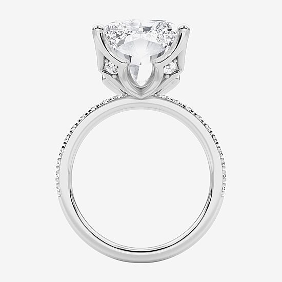 Grown Gorgeous (F / Vs2) Womens 9 1/8 Ct. T.W. Lab Grown White Diamond 14K Gold Rectangular Side Stone Engagement Ring