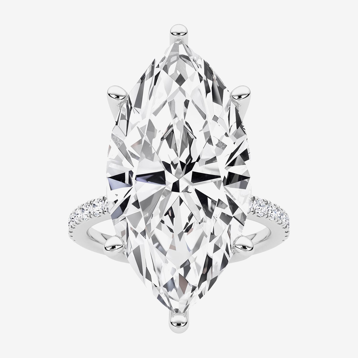 F / Vs2) Womens 1/6 Ct. T.W. Lab Grown White Diamond 14K Gold Marquise Side Stone Engagement Ring