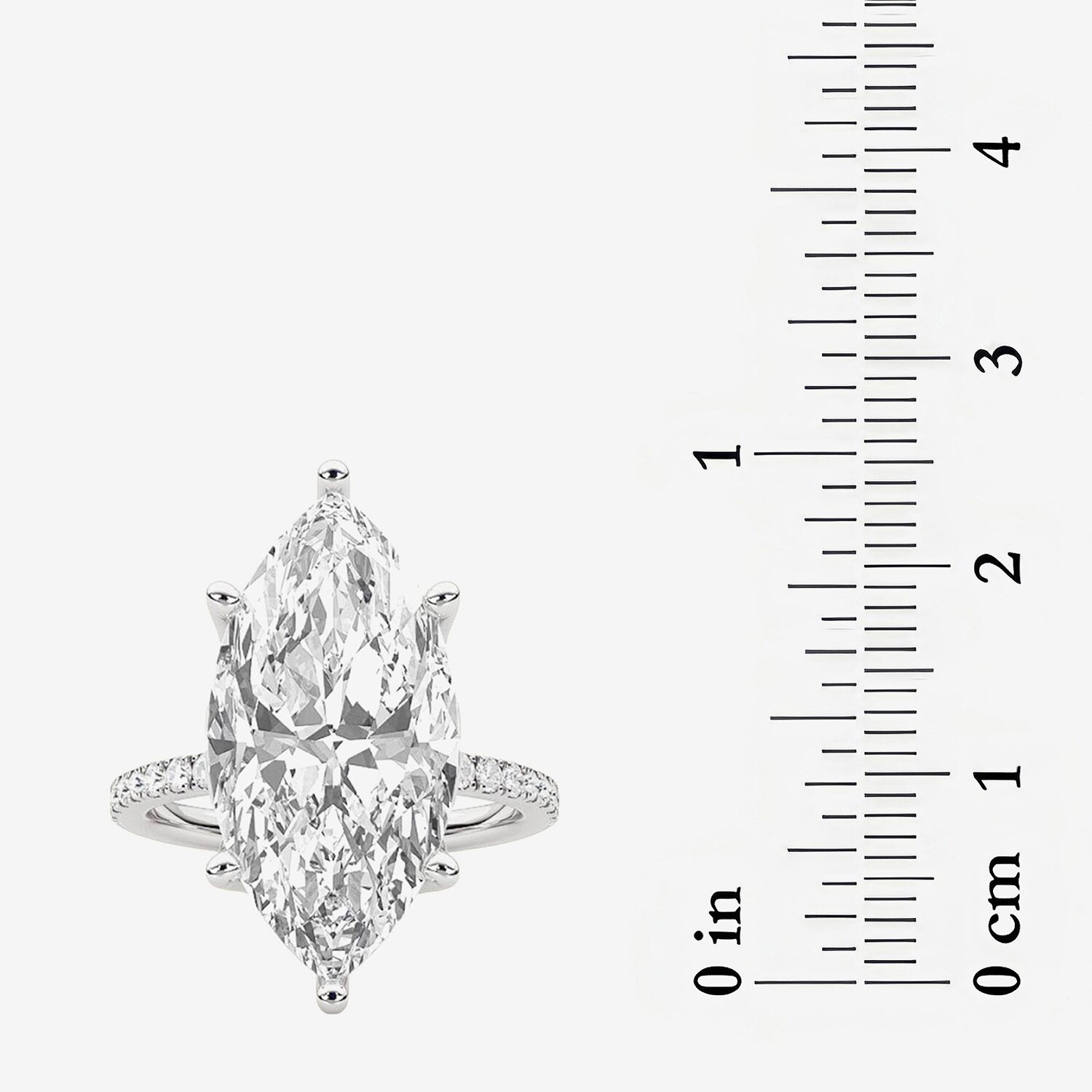 F / Vs2) Womens 1/6 Ct. T.W. Lab Grown White Diamond 14K Gold Marquise Side Stone Engagement Ring