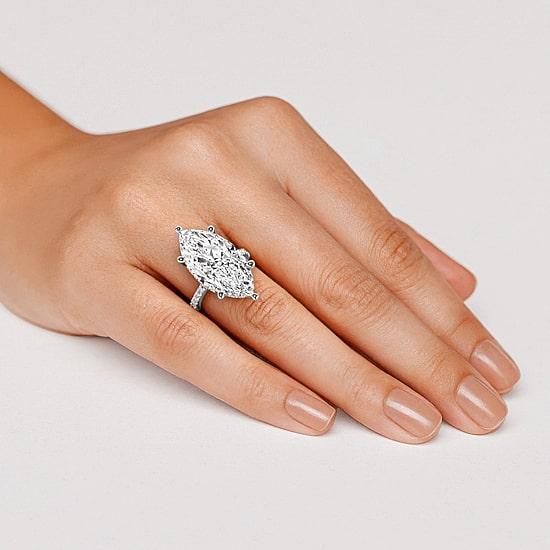 Grown Gorgeous (F / Vs2) Womens 11 1/6 Ct. T.W. Lab Grown White Diamond 14K Gold Marquise Side Stone Engagement Ring