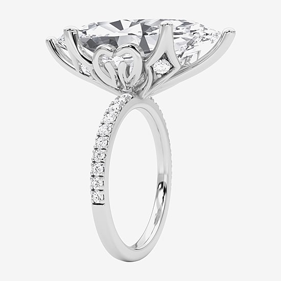 Grown Gorgeous (F / Vs2) Womens 11 1/6 Ct. T.W. Lab Grown White Diamond 14K Gold Marquise Side Stone Engagement Ring