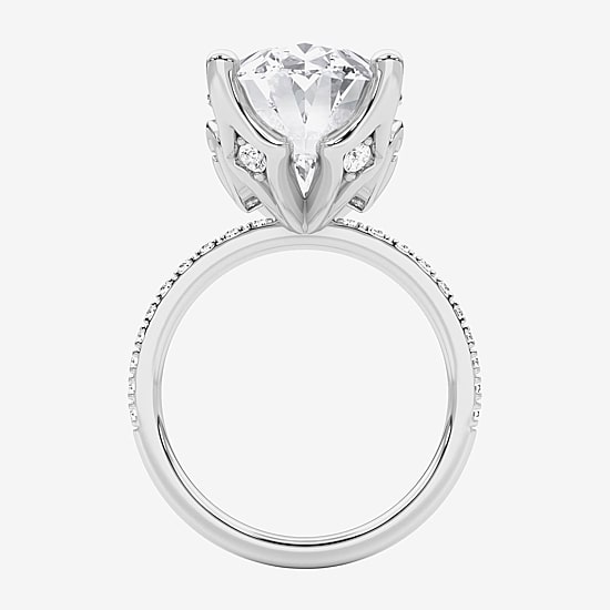 Grown Gorgeous (F / Vs2) Womens 10 1/6 Ct. T.W. Lab Grown White Diamond 14K Gold Oval Side Stone Engagement Ring