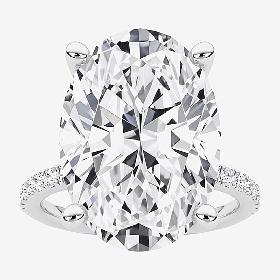 Grown Gorgeous (F / Vs2) Womens 10 1/6 Ct. T.W. Lab Grown White Diamond 14K Gold Oval Side Stone Engagement Ring