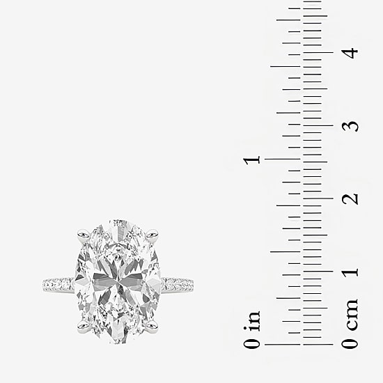 Grown Gorgeous (F / Vs2) Womens 10 1/6 Ct. T.W. Lab Grown White Diamond 14K Gold Oval Side Stone Engagement Ring