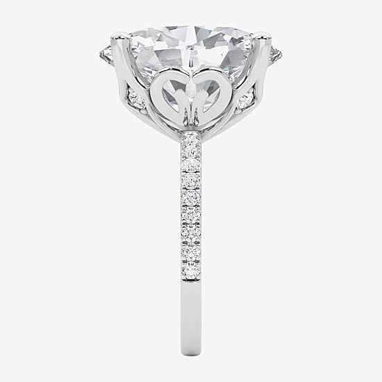 Grown Gorgeous (F / Vs2) Womens 10 1/6 Ct. T.W. Lab Grown White Diamond 14K Gold Oval Side Stone Engagement Ring