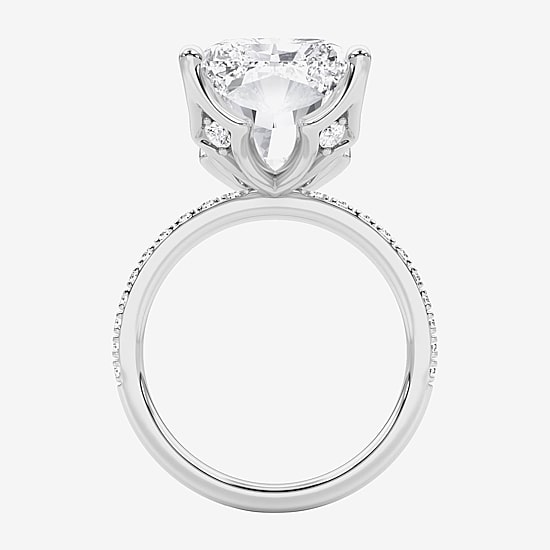 (F / Vs2) Womens 10 1/6 Ct. T.W. Lab Grown White Diamond 14K Gold Rectangular Side Stone Engagement Ring