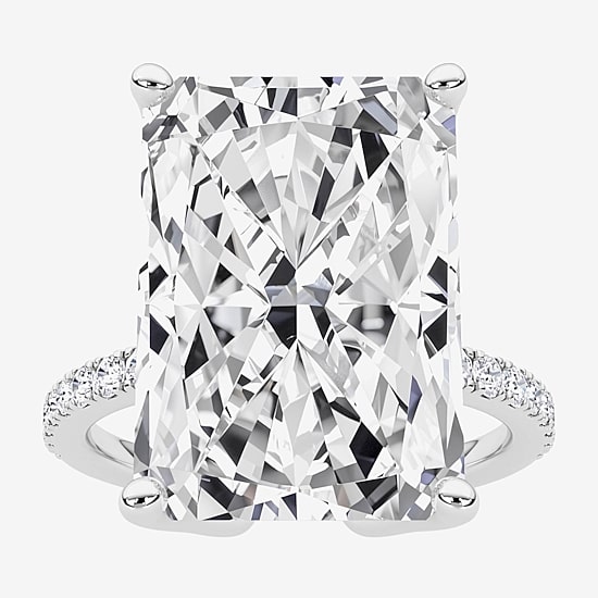 (F / Vs2) Womens 10 1/6 Ct. T.W. Lab Grown White Diamond 14K Gold Rectangular Side Stone Engagement Ring