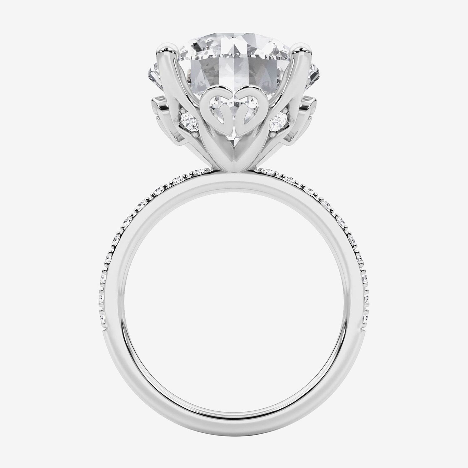 F / Vs2) Womens CT. T.W. Lab Grown White Diamond 14K Gold Round Side Stone Engagement Ring