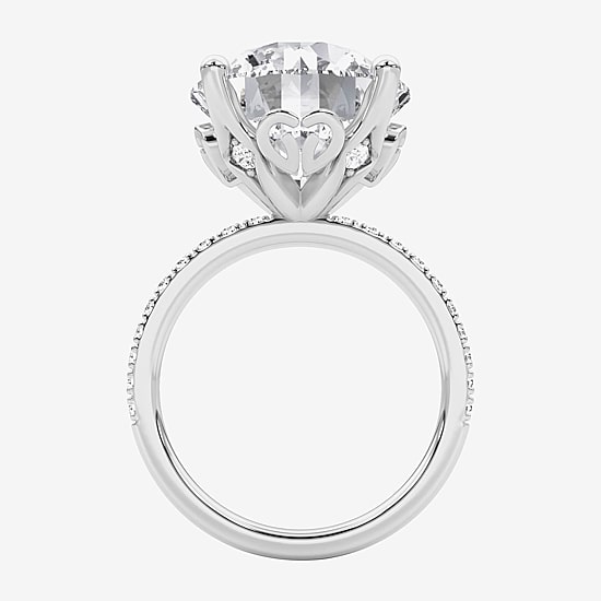 Grown Gorgeous (F / Vs2) Womens 9 1/8 Ct. T.W. Lab Grown White Diamond 14K Gold Round Side Stone Engagement Ring