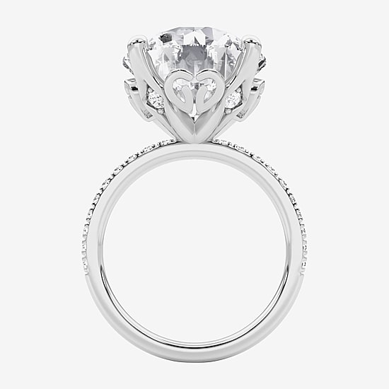 Grown Gorgeous (F / Vs2) Womens 10 1/6 Ct. T.W. Lab Grown White Diamond 14K Gold Round Side Stone Engagement Ring