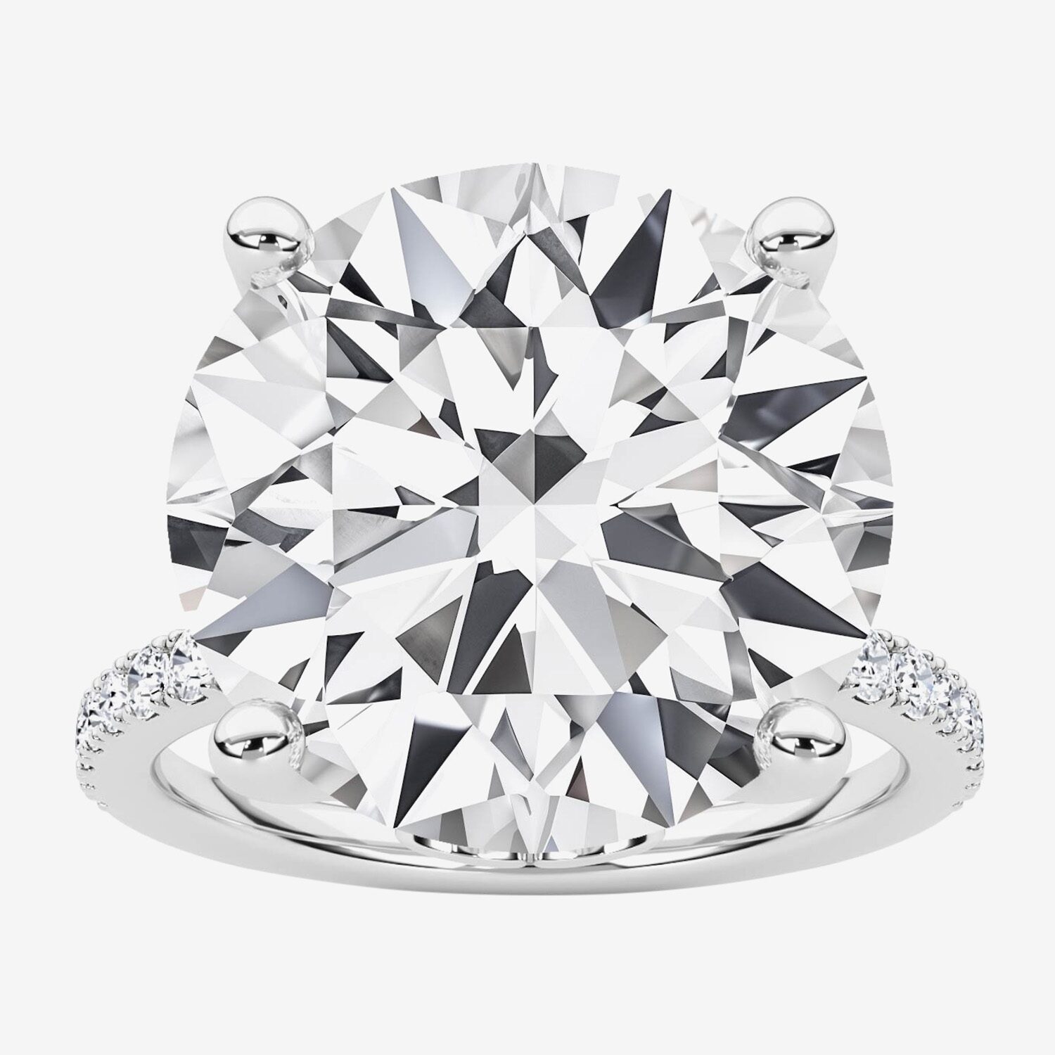 F / Vs2) Womens CT. T.W. Lab Grown White Diamond 14K Gold Round Side Stone Engagement Ring