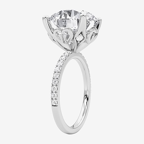 Grown Gorgeous (F / Vs2) Womens 9 1/8 Ct. T.W. Lab Grown White Diamond 14K Gold Round Side Stone Engagement Ring