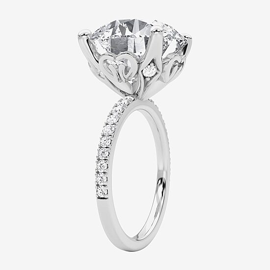 Grown Gorgeous (F / Vs2) Womens 10 1/6 Ct. T.W. Lab Grown White Diamond 14K Gold Round Side Stone Engagement Ring