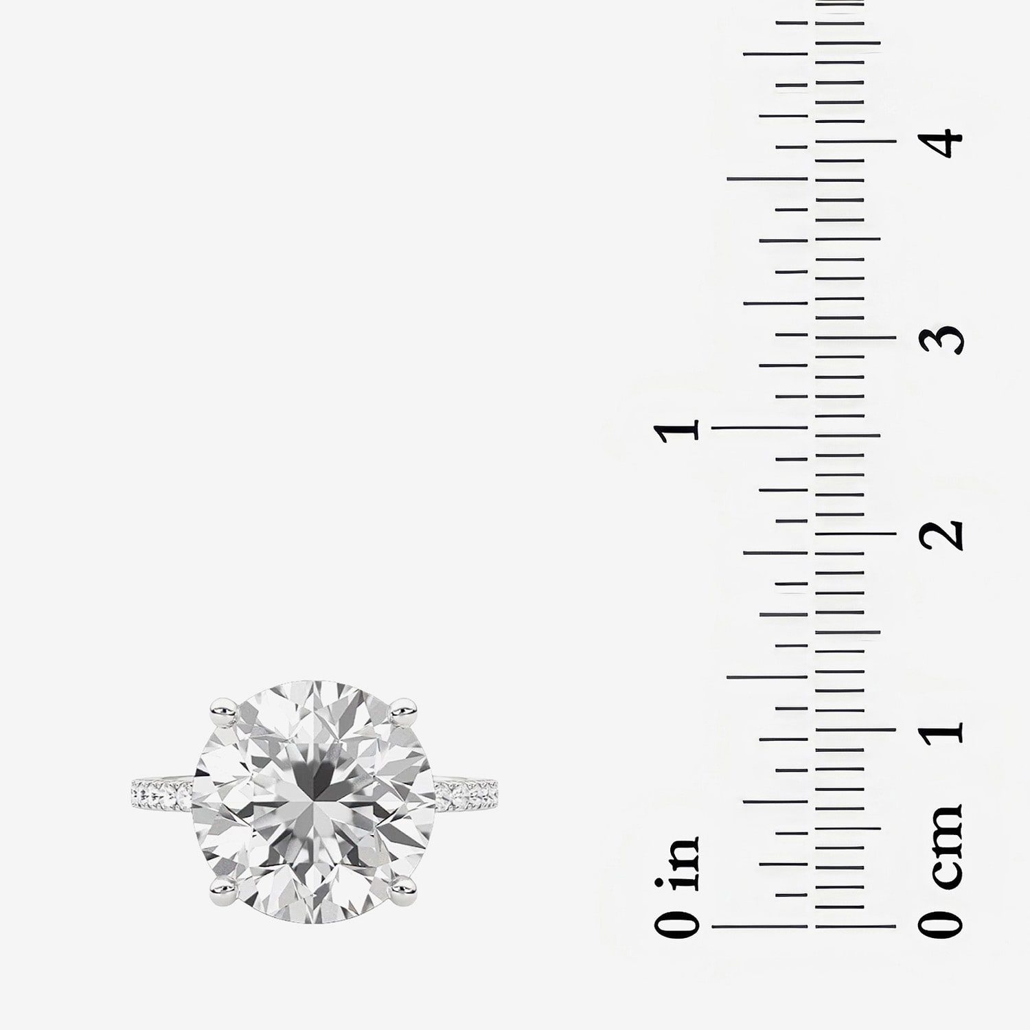 F / Vs2) Womens CT. T.W. Lab Grown White Diamond 14K Gold Round Side Stone Engagement Ring