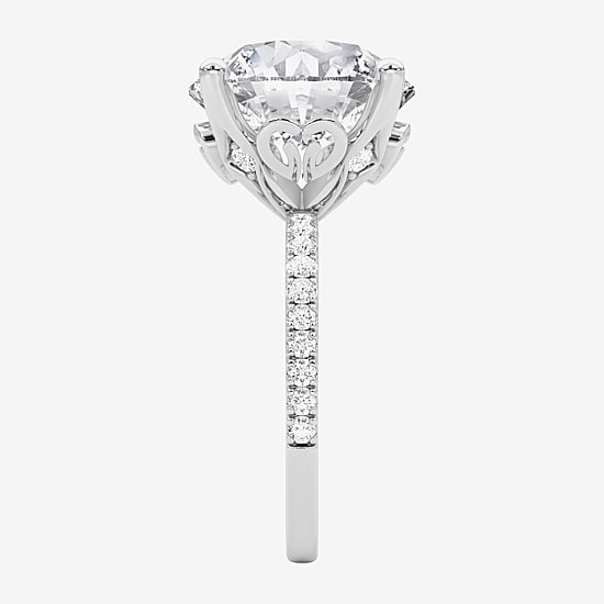 Grown Gorgeous (F / Vs2) Womens 9 1/8 Ct. T.W. Lab Grown White Diamond 14K Gold Round Side Stone Engagement Ring