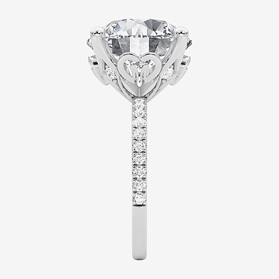 Grown Gorgeous (F / Vs2) Womens 10 1/6 Ct. T.W. Lab Grown White Diamond 14K Gold Round Side Stone Engagement Ring