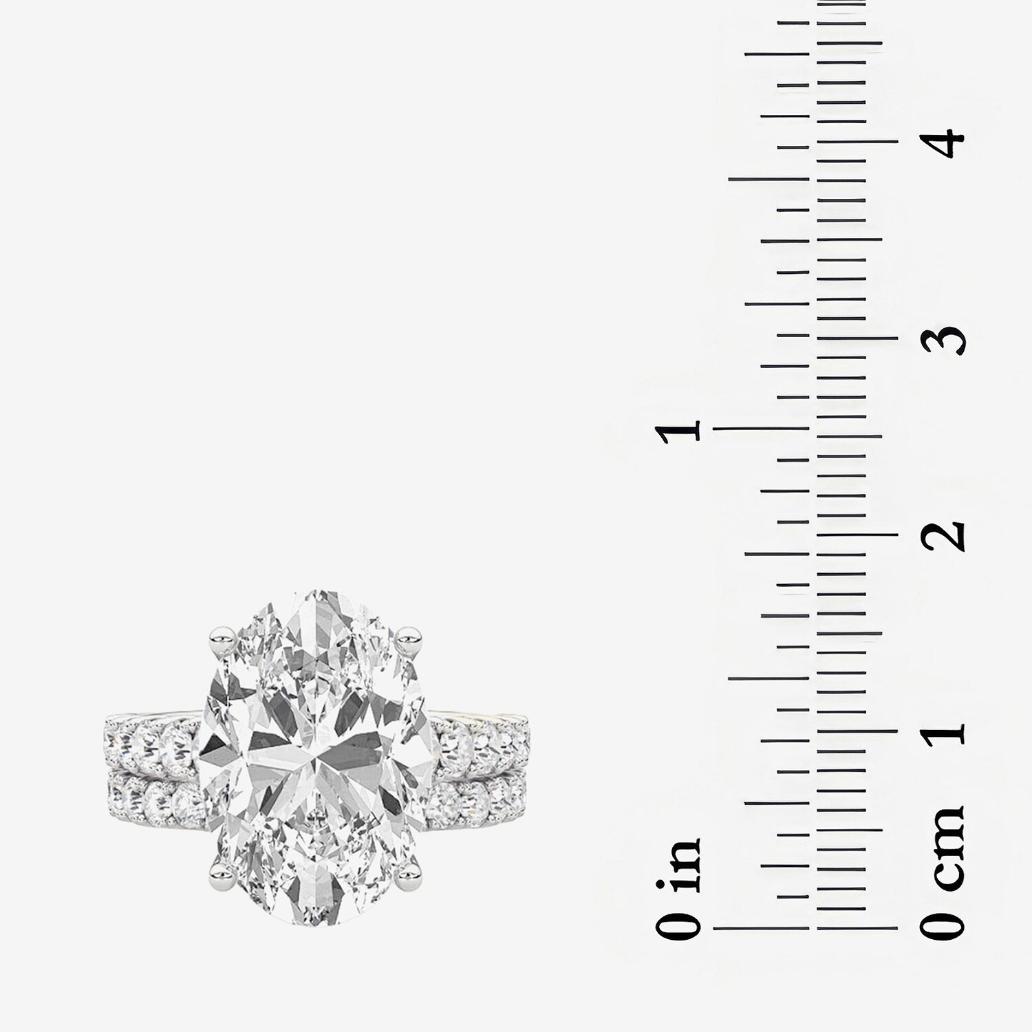 F / Vs2) Womens 3/ Ct. T.W. Lab Grown White Diamond 14K Gold Oval Side Stone Bridal Set