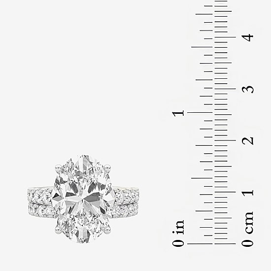 Grown Gorgeous (F / Vs2) Womens 11 3/8 Ct. T.W. Lab Grown White Diamond 14K Gold Oval Side Stone Bridal Set