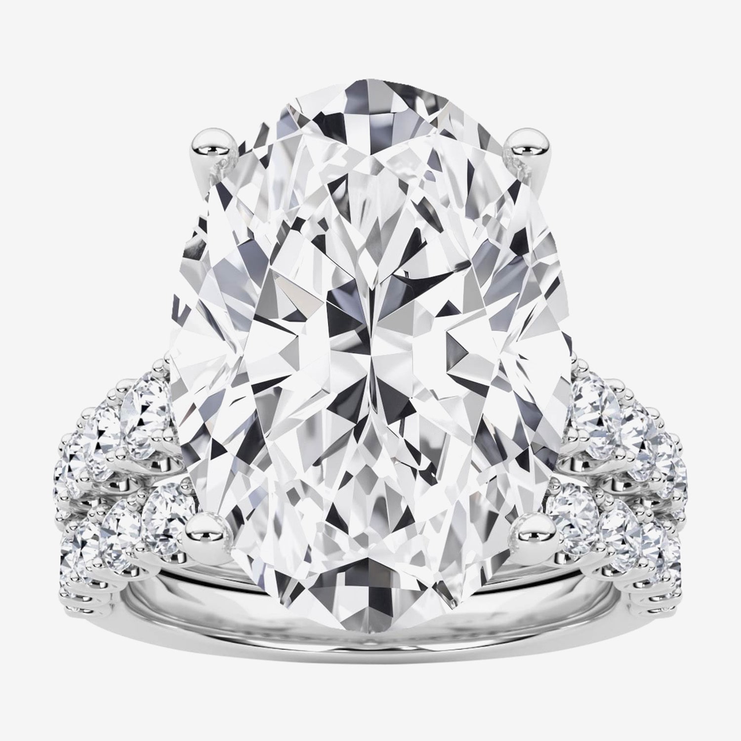 F / Vs2) Womens 3/ Ct. T.W. Lab Grown White Diamond 14K Gold Oval Side Stone Bridal Set