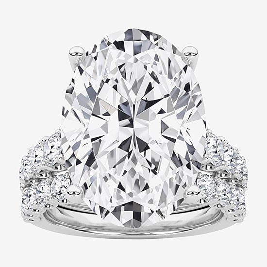Grown Gorgeous (F / Vs2) Womens 11 3/8 Ct. T.W. Lab Grown White Diamond 14K Gold Oval Side Stone Bridal Set