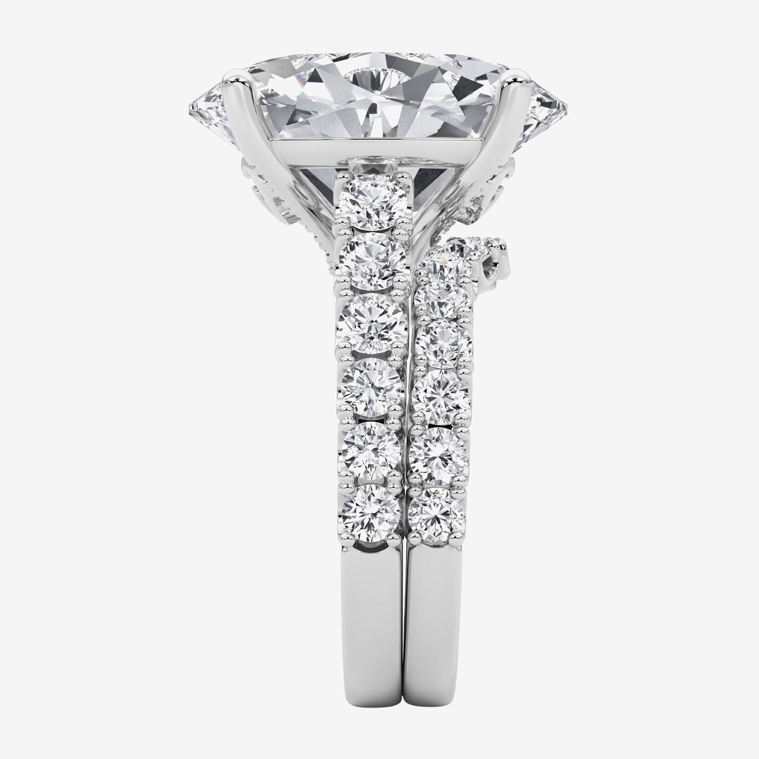 F / Vs2) Womens 3/ Ct. T.W. Lab Grown White Diamond 14K Gold Oval Side Stone Bridal Set