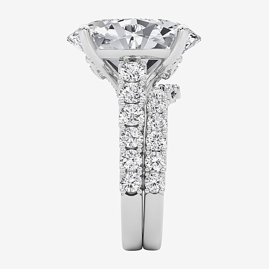 Grown Gorgeous (F / Vs2) Womens 11 3/8 Ct. T.W. Lab Grown White Diamond 14K Gold Oval Side Stone Bridal Set