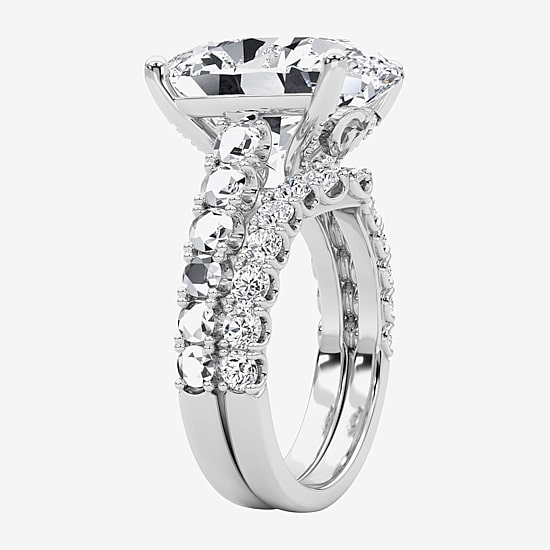 Grown Gorgeous (F / Vs2) Womens 10 1/3 Ct. T.W. Lab Grown White Diamond 14K Gold Oval Side Stone Bridal Set