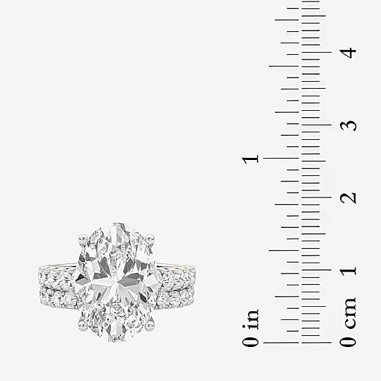 Grown Gorgeous (F / Vs2) Womens 10 1/3 Ct. T.W. Lab Grown White Diamond 14K Gold Oval Side Stone Bridal Set