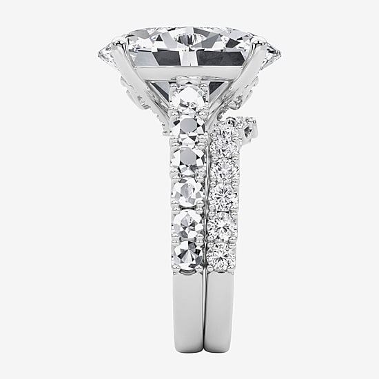 Grown Gorgeous (F / Vs2) Womens 10 1/3 Ct. T.W. Lab Grown White Diamond 14K Gold Oval Side Stone Bridal Set