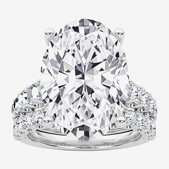 Grown Gorgeous (F / Vs2) Womens 10 1/3 Ct. T.W. Lab Grown White Diamond 14K Gold Oval Side Stone Bridal Set