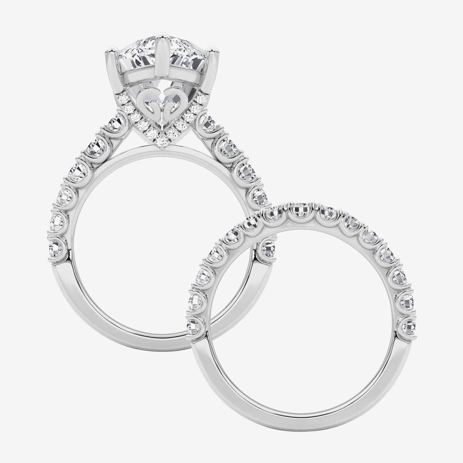 F / Vs2) Womens 3/ Ct. T.W. Lab Grown White Diamond 14K Gold Marquise Side Stone Bridal Set