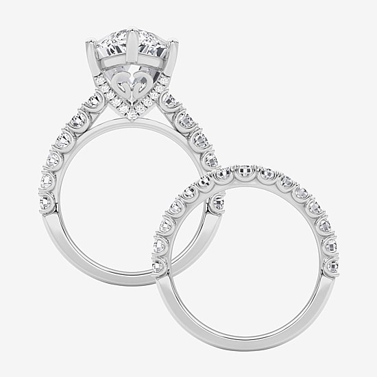 Grown Gorgeous (F / Vs2) Womens 11 3/8 Ct. T.W. Lab Grown White Diamond 14K Gold Marquise Side Stone Bridal Set