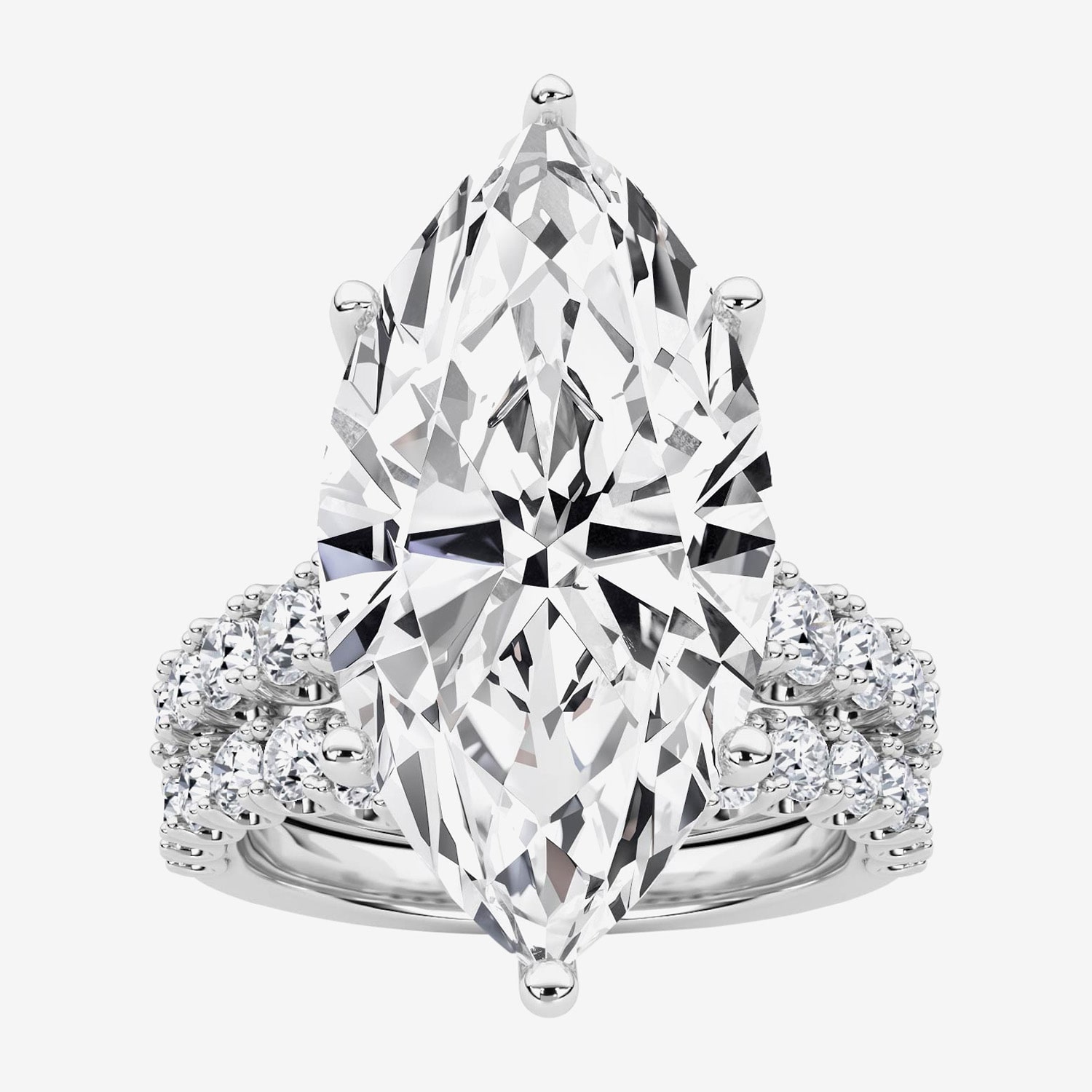 (F / Vs2) Womens 10 1/3 Ct. T.W. Lab Grown White Diamond 14K Gold Marquise Side Stone Bridal Set