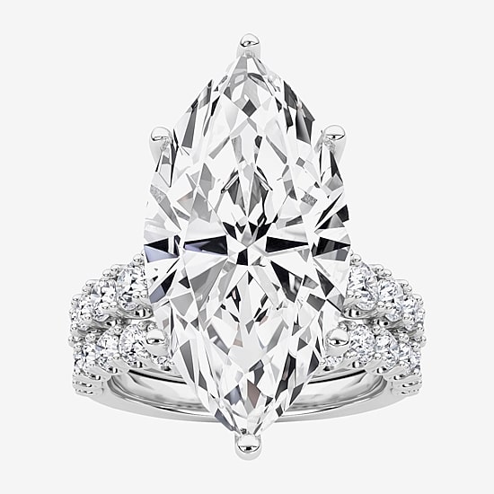 Grown Gorgeous (F / Vs2) Womens 10 1/3 Ct. T.W. Lab Grown White Diamond 14K Gold Marquise Side Stone Bridal Set