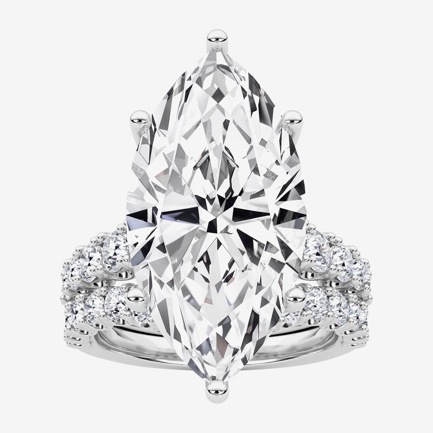 F / Vs2) Womens 3/ Ct. T.W. Lab Grown White Diamond 14K Gold Marquise Side Stone Bridal Set