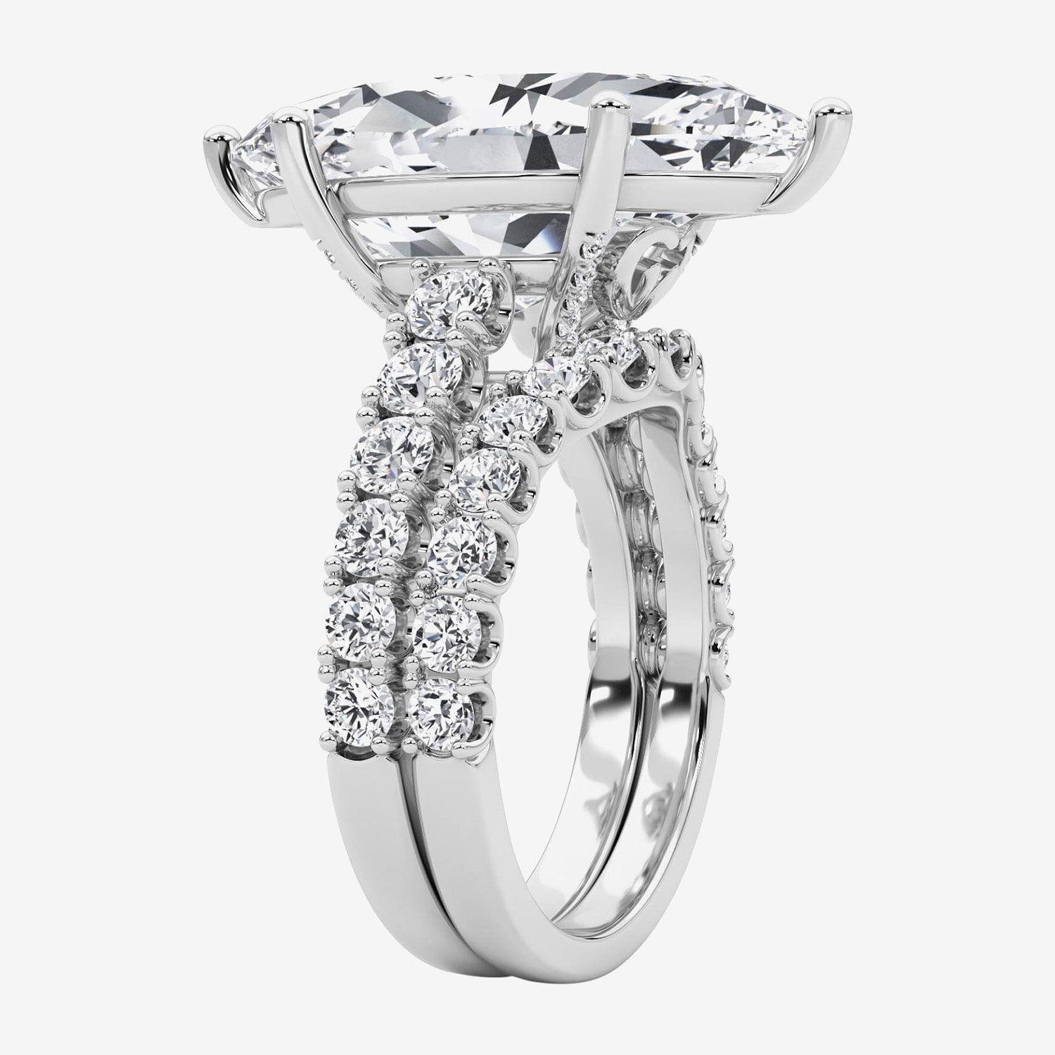 F / Vs2) Womens 3/ Ct. T.W. Lab Grown White Diamond 14K Gold Marquise Side Stone Bridal Set