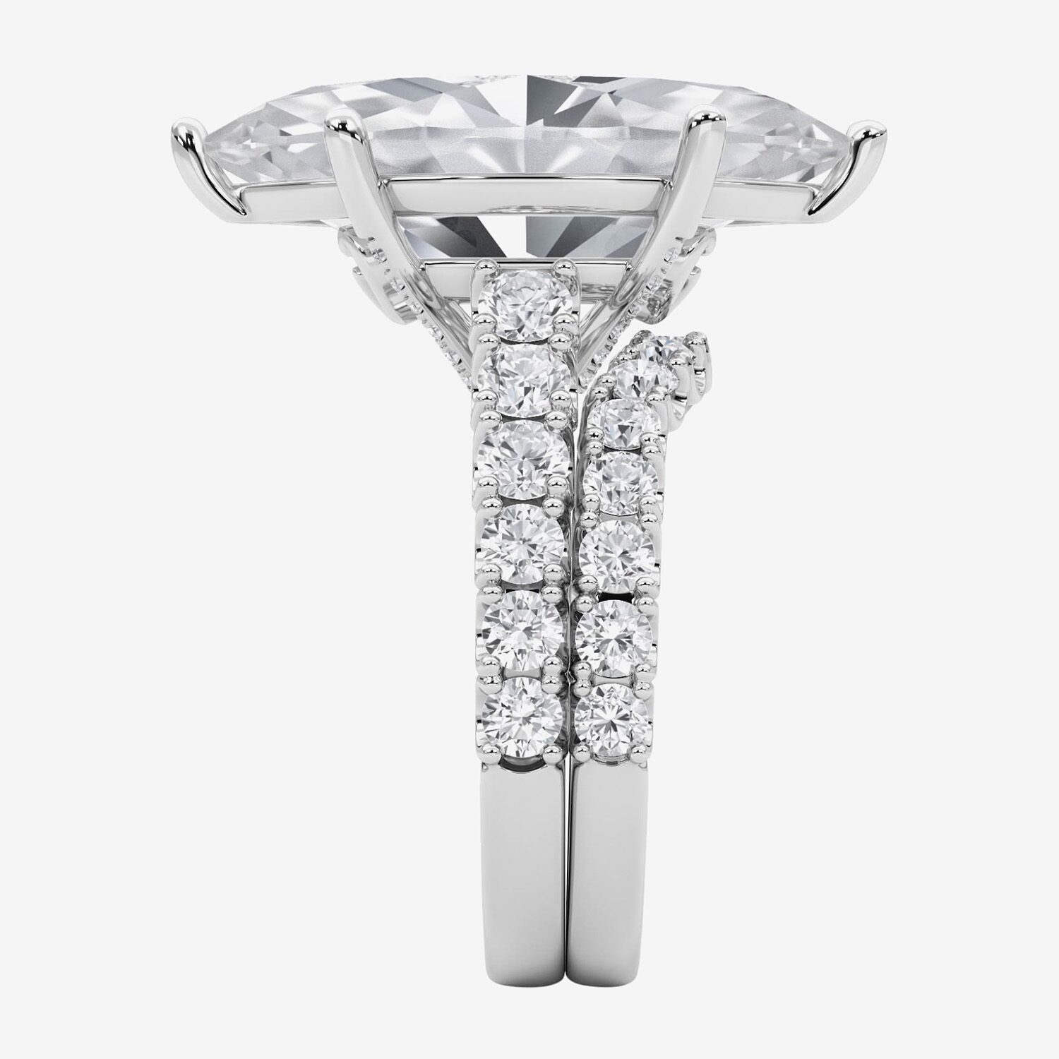 (F / Vs2) Womens 10 1/3 Ct. T.W. Lab Grown White Diamond 14K Gold Marquise Side Stone Bridal Set
