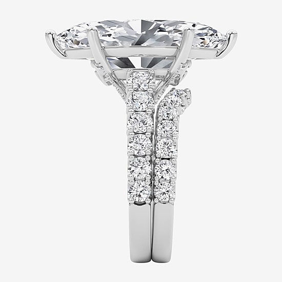 Grown Gorgeous (F / Vs2) Womens 11 3/8 Ct. T.W. Lab Grown White Diamond 14K Gold Marquise Side Stone Bridal Set