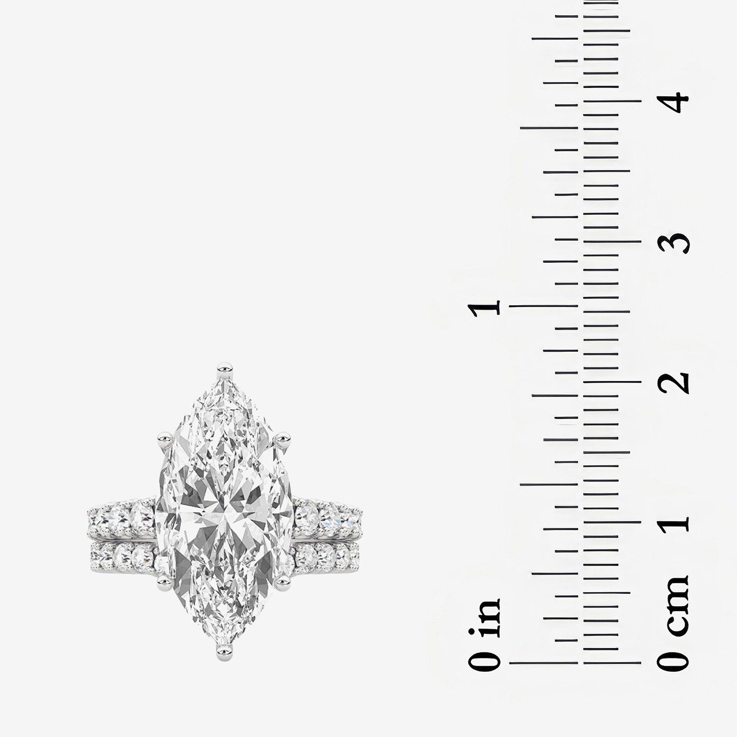 F / Vs2) Womens 3/ Ct. T.W. Lab Grown White Diamond 14K Gold Marquise Side Stone Bridal Set