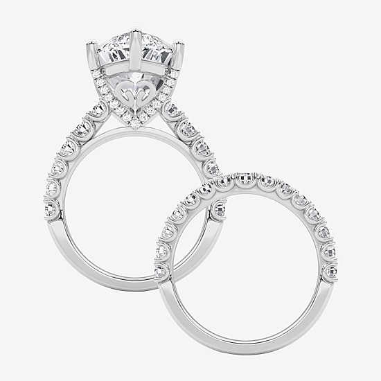 Grown Gorgeous (F / Vs2) Womens 12 3/8 Ct. T.W. Lab Grown White Diamond 14K Gold Marquise Side Stone Bridal Set