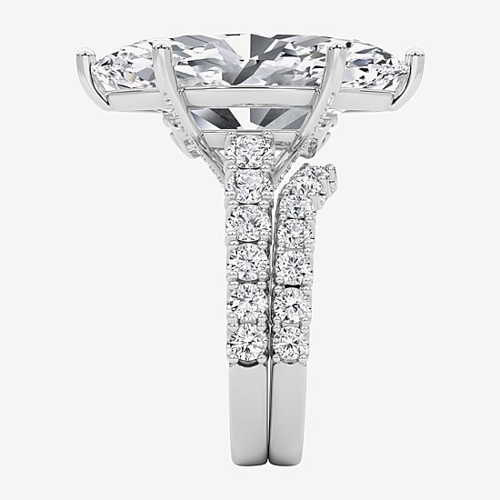 Grown Gorgeous (F / Vs2) Womens 12 3/8 Ct. T.W. Lab Grown White Diamond 14K Gold Marquise Side Stone Bridal Set