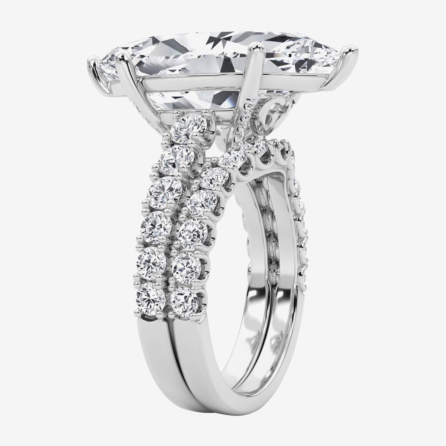 (F / Vs2) Womens 10 1/3 Ct. T.W. Lab Grown White Diamond 14K Gold Marquise Side Stone Bridal Set