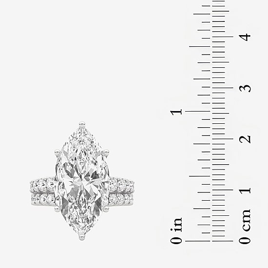 Grown Gorgeous (F / Vs2) Womens 12 3/8 Ct. T.W. Lab Grown White Diamond 14K Gold Marquise Side Stone Bridal Set